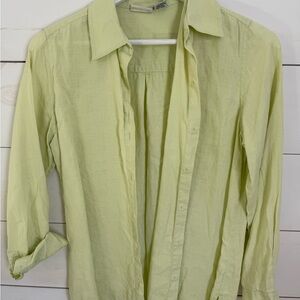 Cherokee Light Green Linen Button Down Shirt
